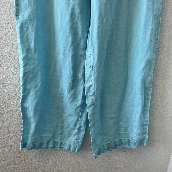 Chicos Women's Pants Size 1.5 Linen Sky Blue Relaxed Lagenlook Wide Leg Beachy - Picture 7 of 16